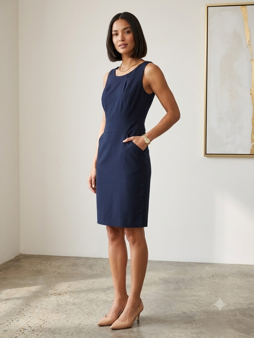 J. Crew Navy Sleeveless Sheath Dress